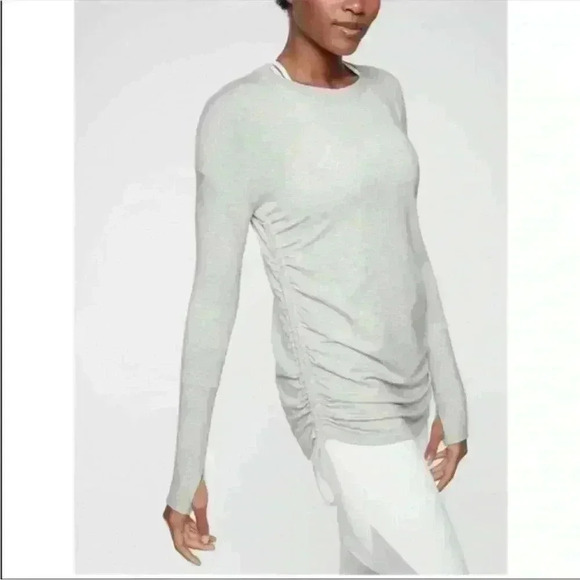 Athleta Drishti Ruched Gray Sweatshirt - Picture 1 of 9